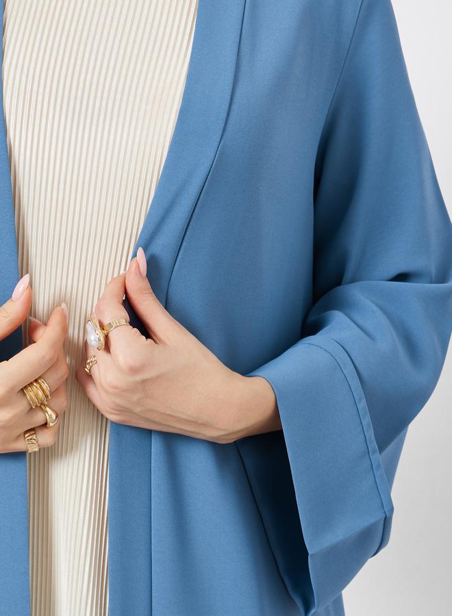 Styli Blue Ruffle Hem Open Abaya - Image 3